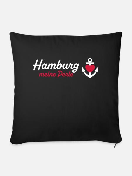Hamburg Perle weiß - Sofakissenbezug 45 x 45 cm - Schwarz