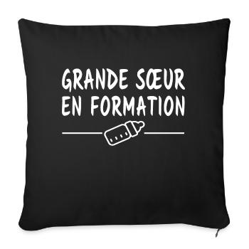 grande sœur en formation / future grande sœur - Housse de coussin décorative 45 x 45 cm - noir - Devant