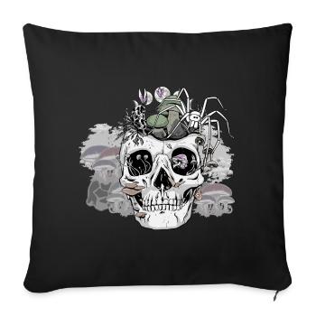 Horreur Halloween Spider Skull Champignons d’automne - Housse de coussin décorative 45 x 45 cm - noir - Devant