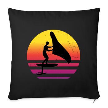 wingfoil hydrofoil wingsurf men wingsurfing - Sofa pillowcase 17,3'' x 17,3'' (45 x 45 cm) - black - Front