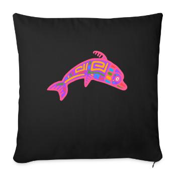 Inca culture, dolphin symbol - Sofa pillowcase 17,3'' x 17,3'' (45 x 45 cm) - black - Front