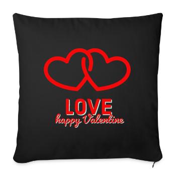 Happy Valentine LOVE - Sofa pillowcase 17,3'' x 17,3'' (45 x 45 cm) - black - Front