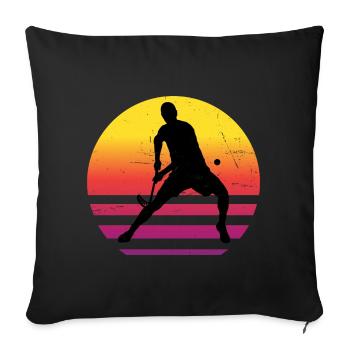 Unihockey Innebandy Floorball Unihockeyspielen - Housse de coussin décorative 45 x 45 cm - noir - Devant