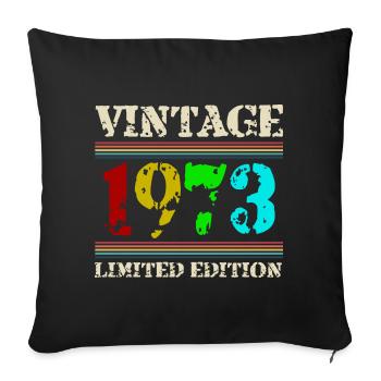 1973 Anniversaire Retro Vintage né en 1973 - Housse de coussin décorative 45 x 45 cm - noir - Devant