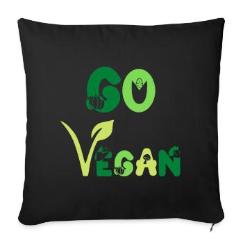 Go Vegan Veganer Veganerin Pro Veggie Green Color - Housse de coussin décorative 45 x 45 cm - noir - Devant