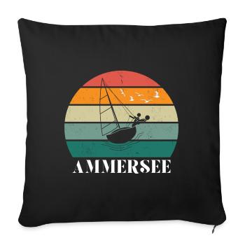 Ammersee in Bayern nahe der Berge – Segeln - Sofakissenbezug 45 x 45 cm - Schwarz - Vorne