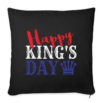 Jour des Rois Joyeux Jour du Roi Drapeau néerlandais - Housse de coussin décorative 45 x 45 cm - noir - Devant