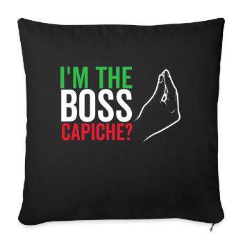 Je suis le patron Capiche - Housse de coussin décorative 45 x 45 cm - noir - Devant