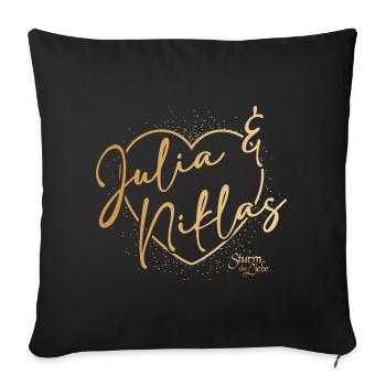Sturm der Liebe Traumpaar Julia & Niklas - Sofakissenbezug 45 x 45 cm - Schwarz - Vorne