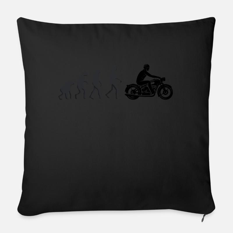 Motorradfahrer - Menschliche Evolution - Sofakissenbezug 45 x 45 cm - Schwarz