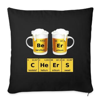 Tableau périodique de la bière - Housse de coussin décorative 45 x 45 cm - noir - Devant