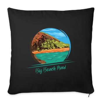 Grande plage île de Maui Hawaï Nature Illustration - Housse de coussin décorative 45 x 45 cm - noir - Devant