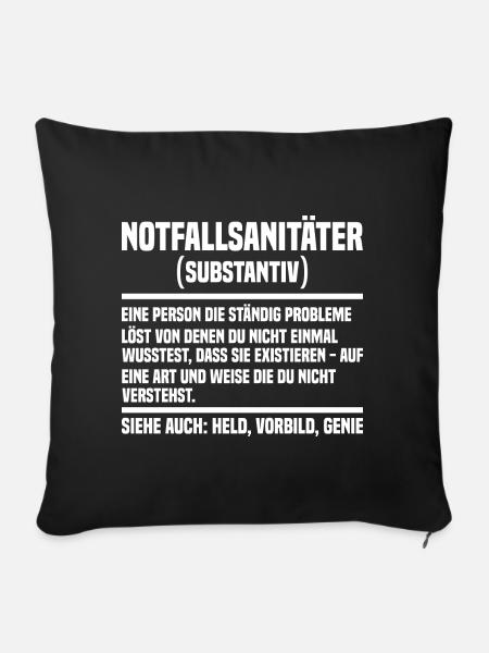 Notfallsanitäter - Sofakissenbezug 45 x 45 cm - Schwarz