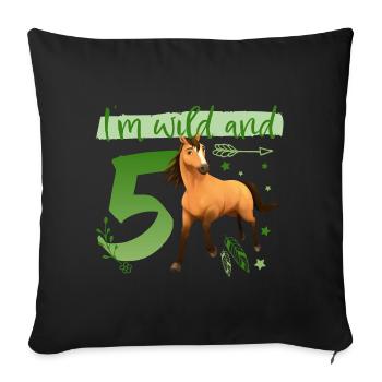 Spirit I'm wild and 5 Anniversaire Tenue Cadeau - Housse de coussin décorative 45 x 45 cm - noir - Devant