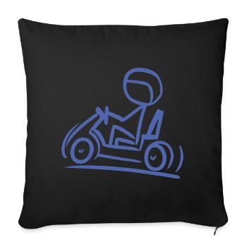Go-Kart Silhouette Stick Figure Dessin au trait - Housse de coussin décorative 45 x 45 cm - noir - Devant