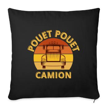 camion, routier, camionneur - Housse de coussin décorative 45 x 45 cm - noir - Devant