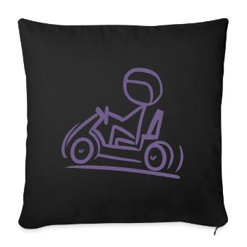 Go-Kart Silhouette Stick Figure Line Drawing - Sofa pillowcase 17,3'' x 17,3'' (45 x 45 cm) - black - Front
