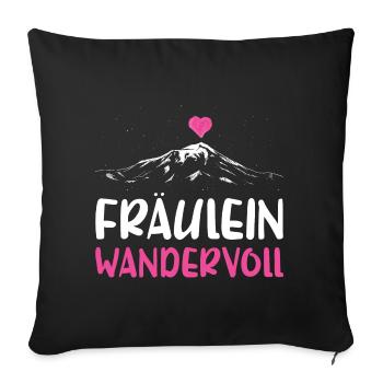 Fräulein Wandervoll Berge Gebirge Wandern Herz - Sofakissenbezug 45 x 45 cm - Schwarz - Vorne