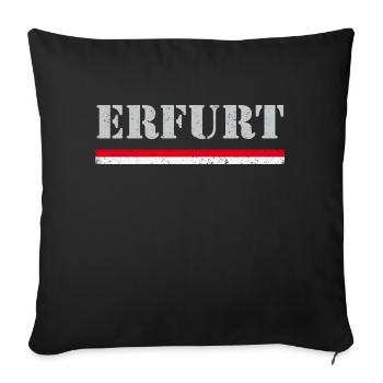 Erfurt / Schrifttzug & Flagge - VINTAGE - Sofakissenbezug 45 x 45 cm - Schwarz - Vorne