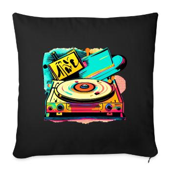 Ambiance rétro en vinyle - Housse de coussin décorative 45 x 45 cm - noir - Devant