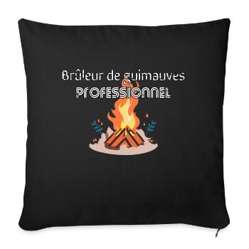 Brûleur de guimauves pro camping - humour drôle - Housse de coussin décorative 45 x 45 cm - noir - Devant