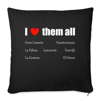 Je les aime tous - Îles Canaries - Housse de coussin décorative 45 x 45 cm - noir - Devant