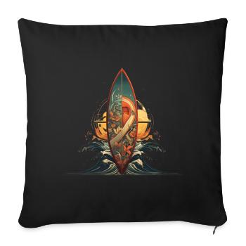 Planche de surf Shared Sea Artwork Surfing - Housse de coussin décorative 45 x 45 cm - noir - Devant