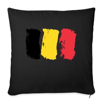 Belgium Flag / Brush - Sofa pillowcase 17,3'' x 17,3'' (45 x 45 cm) - black - Front