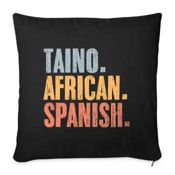 Vintage Taino Africain Espagnol A Boricua Latino - Housse de coussin décorative 45 x 45 cm - noir - Devant