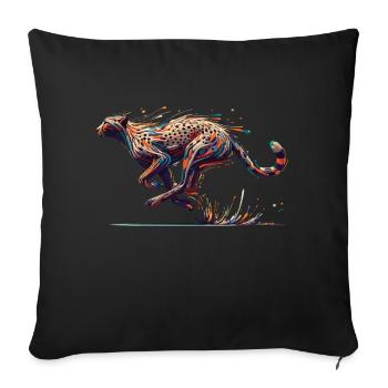 Farbenfroher abstrakter Gepard - Sofakissenbezug 45 x 45 cm - Schwarz - Vorne