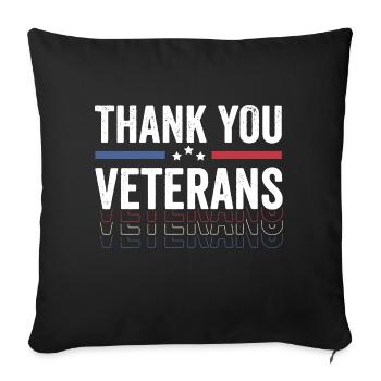 Patriotique MERCI AUX ANCIENS COMBATTANTS et aux soldats - Housse de coussin décorative 45 x 45 cm - noir - Devant