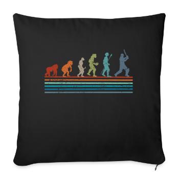 Évolution rétro vintage cricket - Housse de coussin décorative 45 x 45 cm - noir - Devant