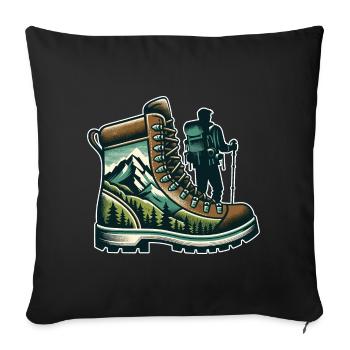 Chaussure randonnée Montagne Trekkeur Randonneur - Housse de coussin décorative 45 x 45 cm - noir - Devant