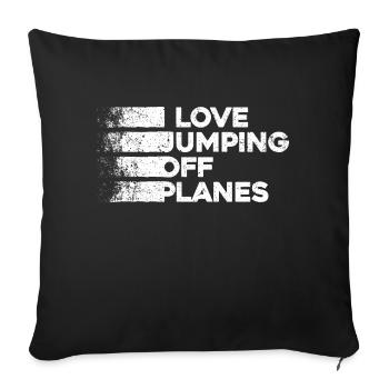 Parachutisme Passion Design. Cadeau d’adrénaline parfait - Housse de coussin décorative 45 x 45 cm - noir - Devant
