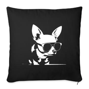 Chihuahua drôle portant des lunettes de soleil Chihuahuas - Housse de coussin décorative 45 x 45 cm - noir - Devant