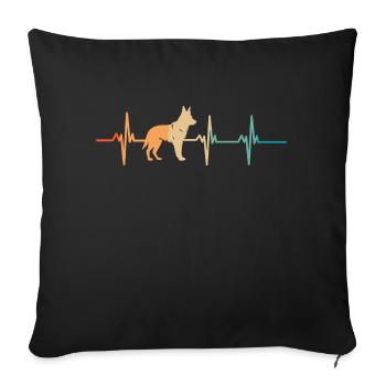 German Shepherd Heartbeat - Sofa pillowcase 17,3'' x 17,3'' (45 x 45 cm) - black - Front