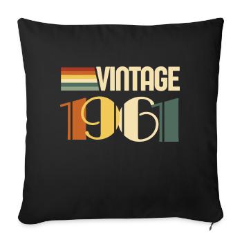 Vintage 1961 - 1961 Birthday Gift - Sofa pillowcase 17,3'' x 17,3'' (45 x 45 cm) - black - Front