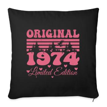Cadeau 50e Anniversaire 1974 Femme | Né en 1974 - Housse de coussin décorative 45 x 45 cm - noir - Devant