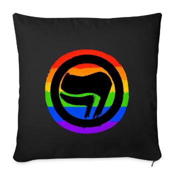 Antifascist Rainbow - Sofa pillowcase 17,3'' x 17,3'' (45 x 45 cm) - black - Front