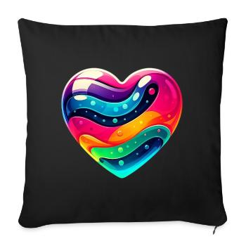 Colorful Heart - Sofa pillowcase 17,3'' x 17,3'' (45 x 45 cm) - black - Front