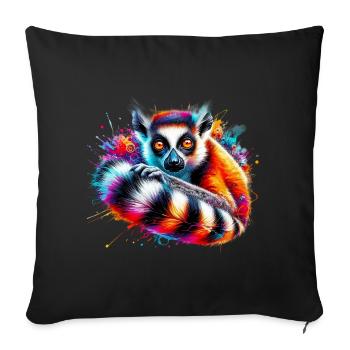 Lémurien - Housse de coussin décorative 45 x 45 cm - noir - Devant