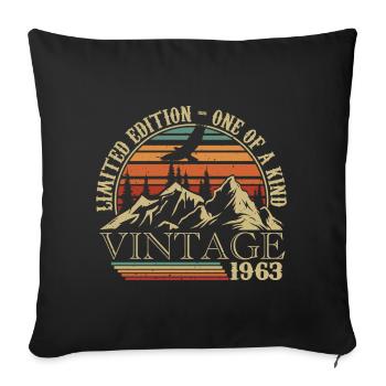 1963 Vintage Cadeau Anniversaire 1963 Retro 1963 - Housse de coussin décorative 45 x 45 cm - noir - Devant