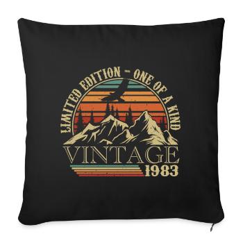 1983 Vintage Cadeau Anniversaire 1983 Retro 1983 - Housse de coussin décorative 45 x 45 cm - noir - Devant