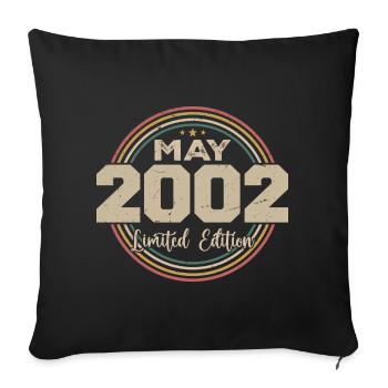 Mai 2002 Vintage Nées En Mai 2002 Anniversaire - Housse de coussin décorative 45 x 45 cm - noir - Devant