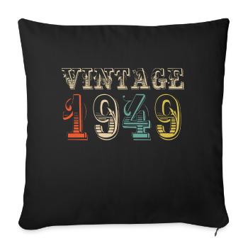 Vintage 1949- 75 th birthday - 75 ans - Housse de coussin décorative 45 x 45 cm - noir - Devant