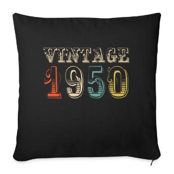 Vintage 1950's - 74 th birthday - 74 years old - Sofa pillowcase 17,3'' x 17,3'' (45 x 45 cm) - black - Front