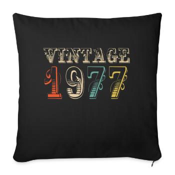 Vintage 1977- 47 th birthday - 47 ans - Housse de coussin décorative 45 x 45 cm - noir - Devant