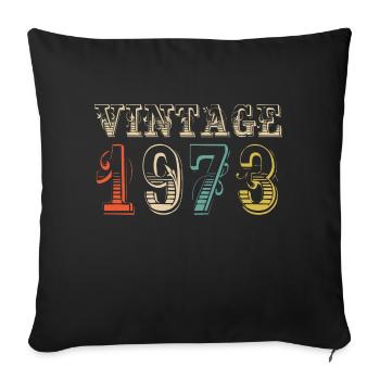 Vintage 1973- 51 st birthday - 51 ans - Housse de coussin décorative 45 x 45 cm - noir - Devant