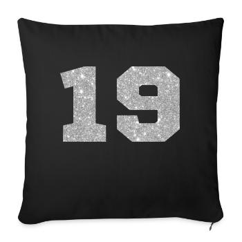 Number 19 Silver Glitter - 19th Anniversary - Sofa pillowcase 17,3'' x 17,3'' (45 x 45 cm) - black - Front