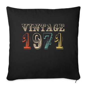 Vintage 1971- 53 rd birthday - 53 ans - Housse de coussin décorative 45 x 45 cm - noir - Devant